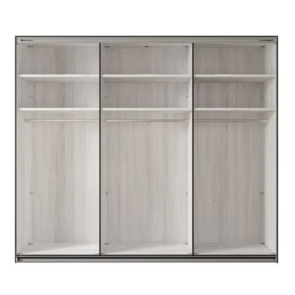 3-Door Sliding Wardrobe with Soft Close - Graphite