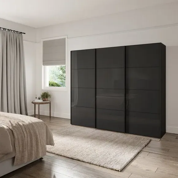 3-Door Sliding Wardrobe with Soft Close - Graphite