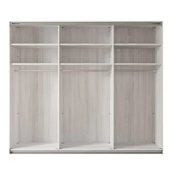 3-Door Sliding Wardrobe with Soft Close - Off-White