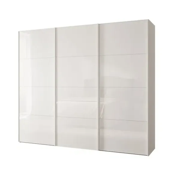 3-Door Sliding Wardrobe with Soft Close - Off-White
