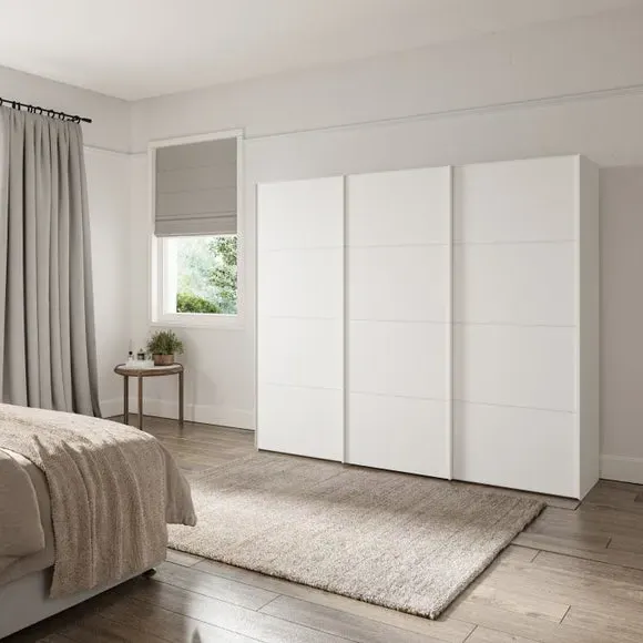 3-Door Sliding Wardrobe with Soft Close - Off-White