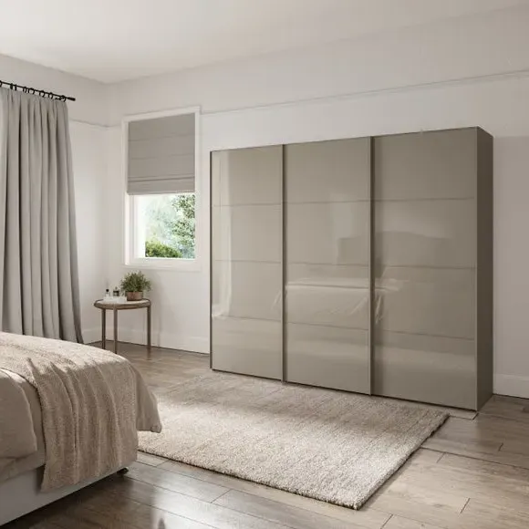 3-Door Sliding Wardrobe with Soft Close - Pebble