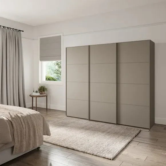 3-Door Sliding Wardrobe with Soft Close - Pebble