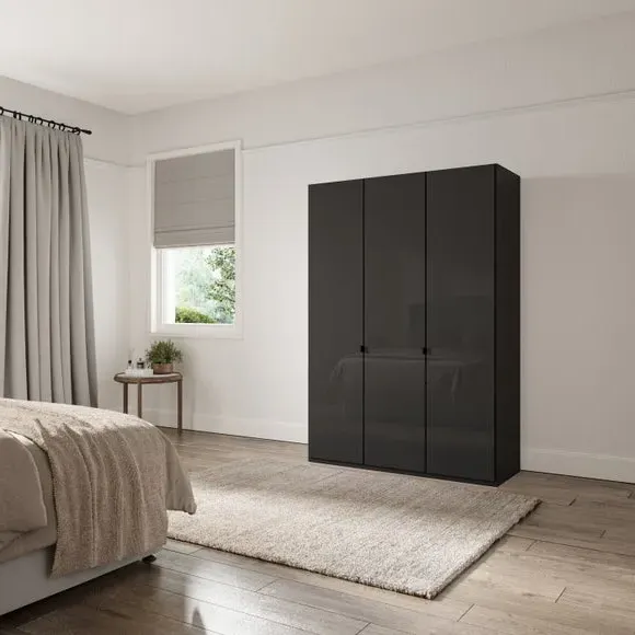 3-Door Wardrobe with Damped Hinges - Graphite