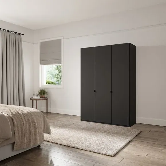 3-Door Wardrobe with Damped Hinges - Graphite image
