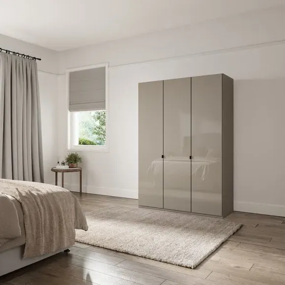 3-Door Wardrobe with Damped Hinges - Pebble