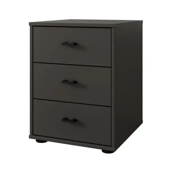 3-Drawer Bedside Table - Graphite, Matt Finish