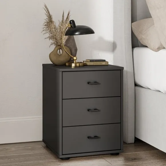 3-Drawer Bedside Table - Graphite, Matt Finish image