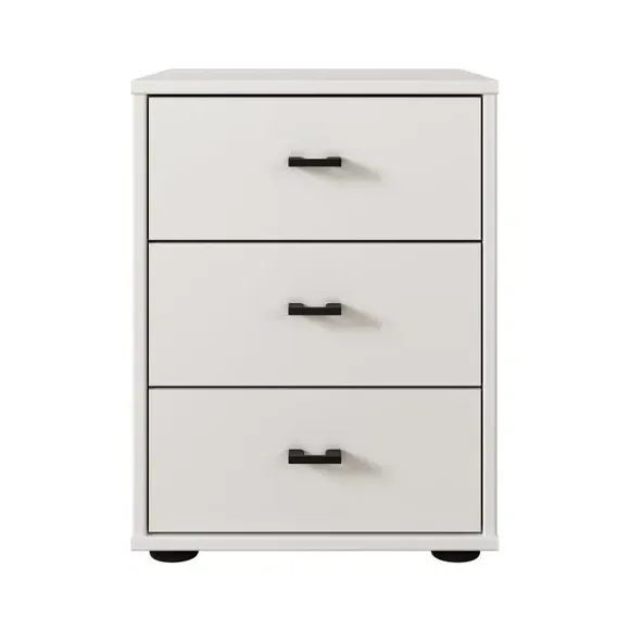 3-Drawer Bedside Table - Off-White, Matt Finish