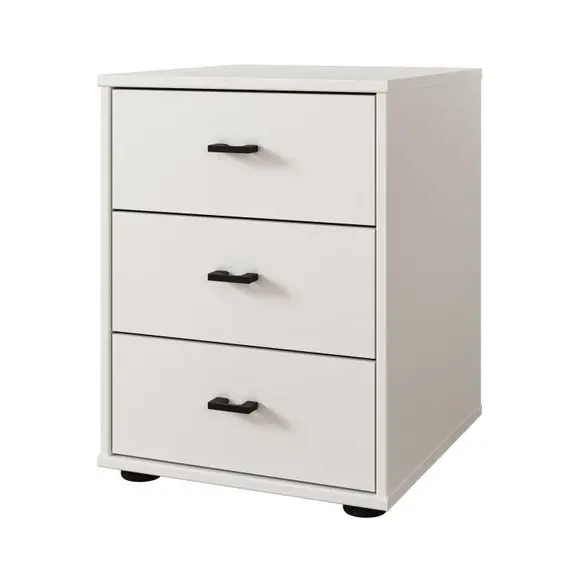 3-Drawer Bedside Table - Off-White, Matt Finish