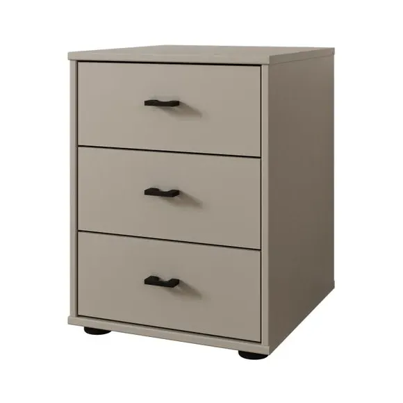 3-Drawer Bedside Table - Pebble, Matt Finish