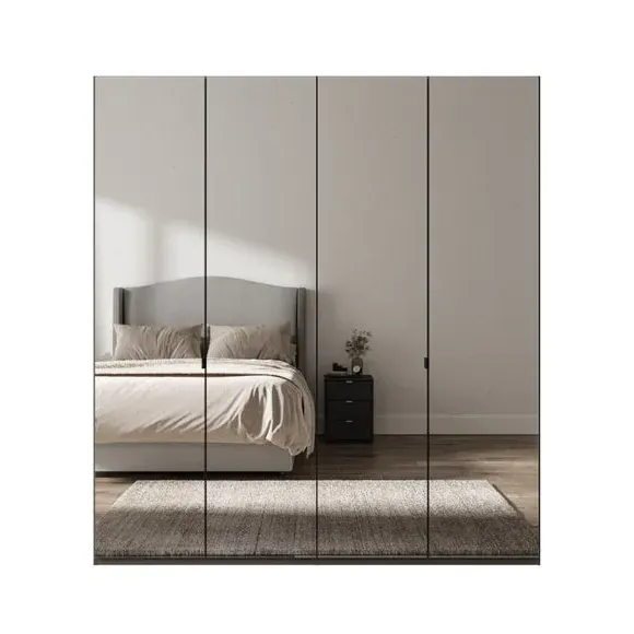 4-Door Mirrored Wardrobe - Graphite