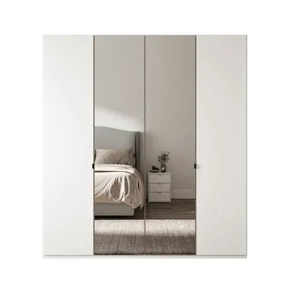 4-Door Mirrored Wardrobe - Off-White