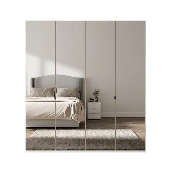 4-Door Mirrored Wardrobe - Off-White