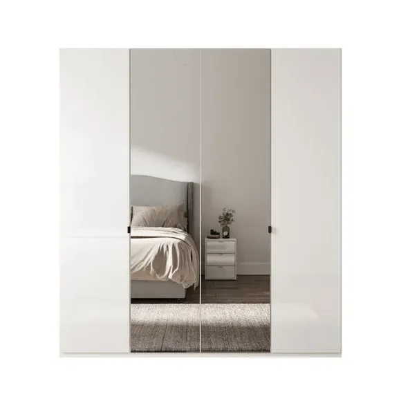 4-Door Mirrored Wardrobe - Off-White