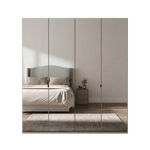 4-Door Mirrored Wardrobe - Pebble