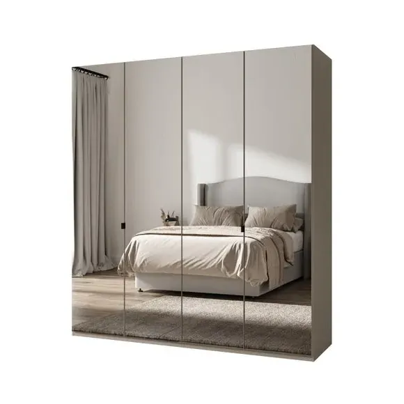4-Door Mirrored Wardrobe - Pebble