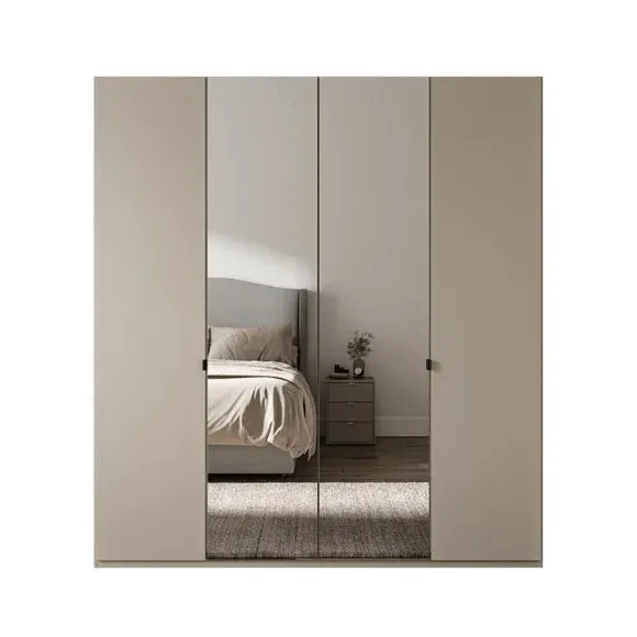 4-Door Mirrored Wardrobe - Pebble