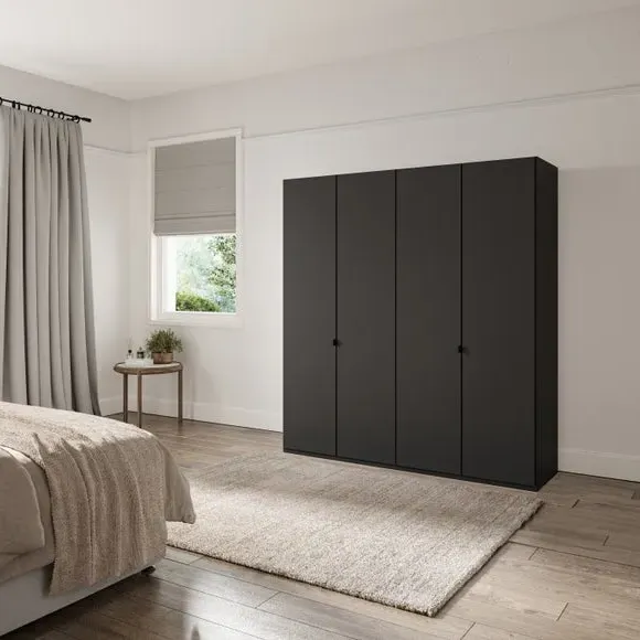 4-Door Wardrobe with Adjustable Shelves - Graphite image