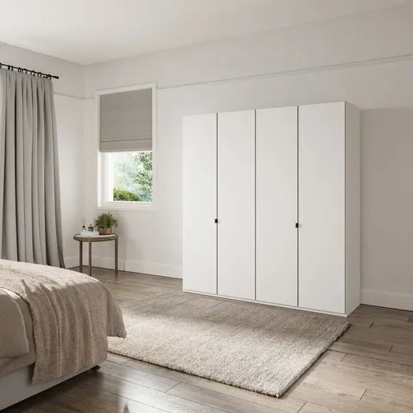 4-Door Wardrobe with Adjustable Shelves - Off-White