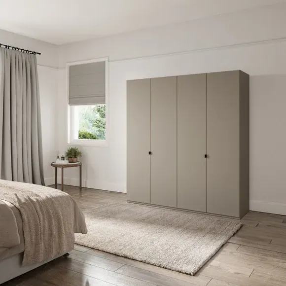 4-Door Wardrobe with Adjustable Shelves - Pebble