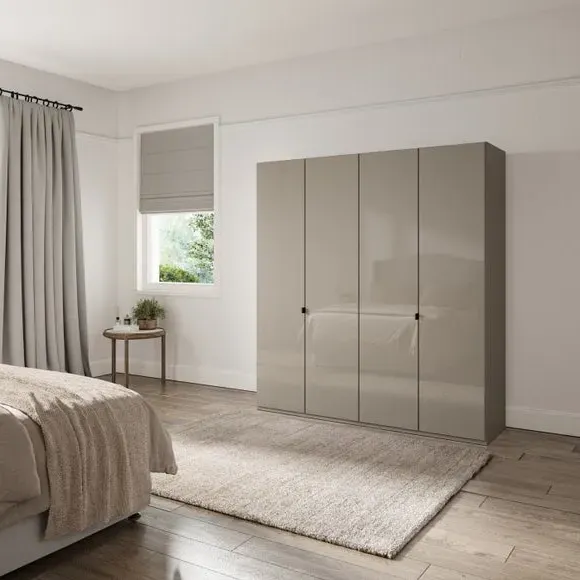 4-Door Wardrobe with Adjustable Shelves - Pebble