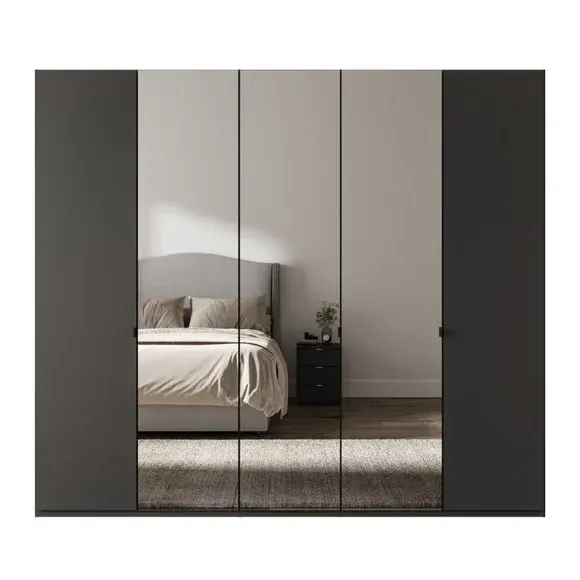 5-Door Mirrored Wardrobe - Graphite