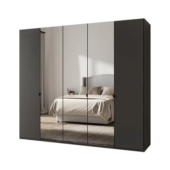 5-Door Mirrored Wardrobe - Graphite