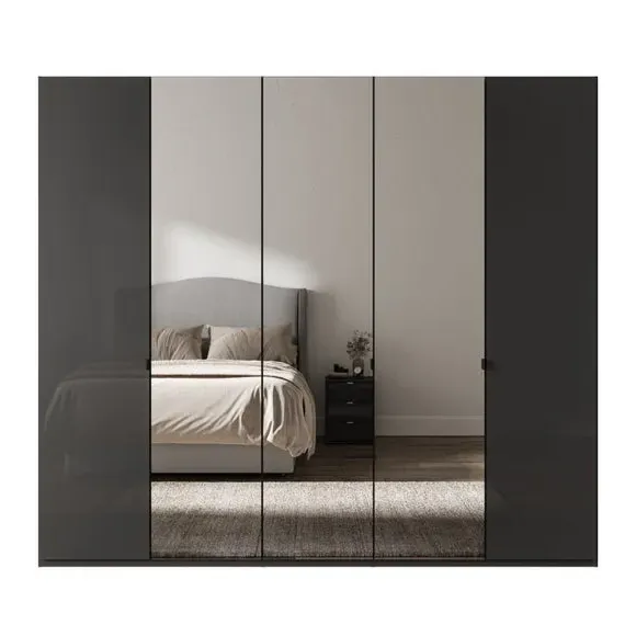 5-Door Mirrored Wardrobe - Graphite