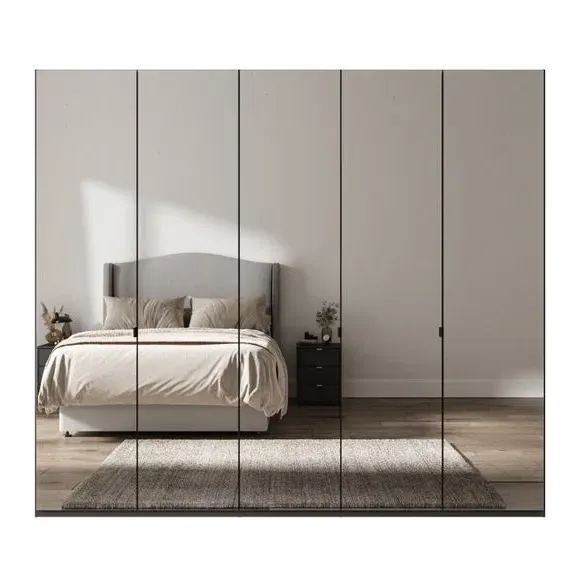 5-Door Mirrored Wardrobe - Graphite