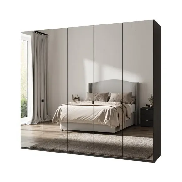 5-Door Mirrored Wardrobe - Graphite