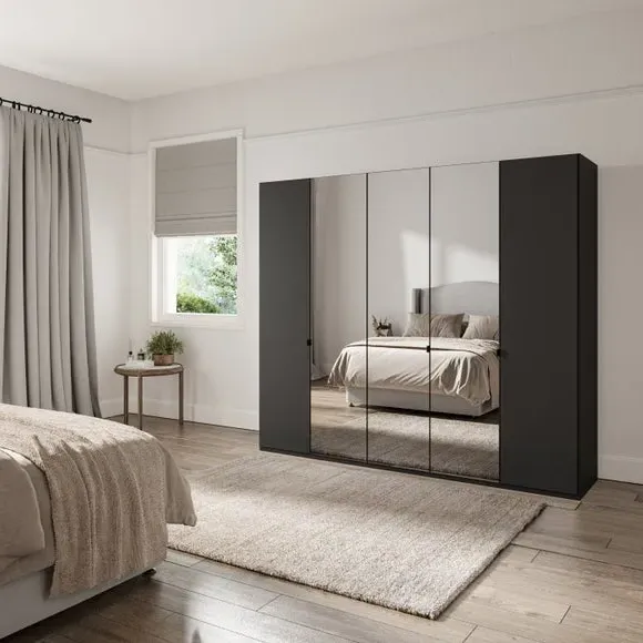 5-Door Mirrored Wardrobe - Graphite image