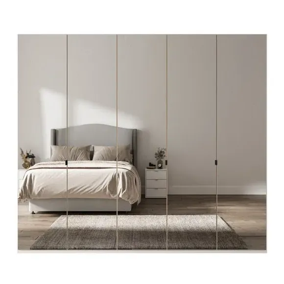 5-Door Mirrored Wardrobe - Off-White