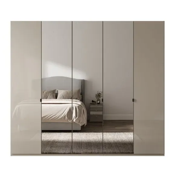 5-Door Mirrored Wardrobe - Pebble