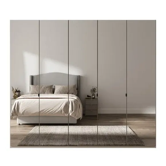 5-Door Mirrored Wardrobe - Pebble