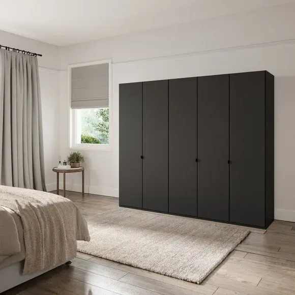 5-Door Wardrobe with Damped Hinges - Graphite image