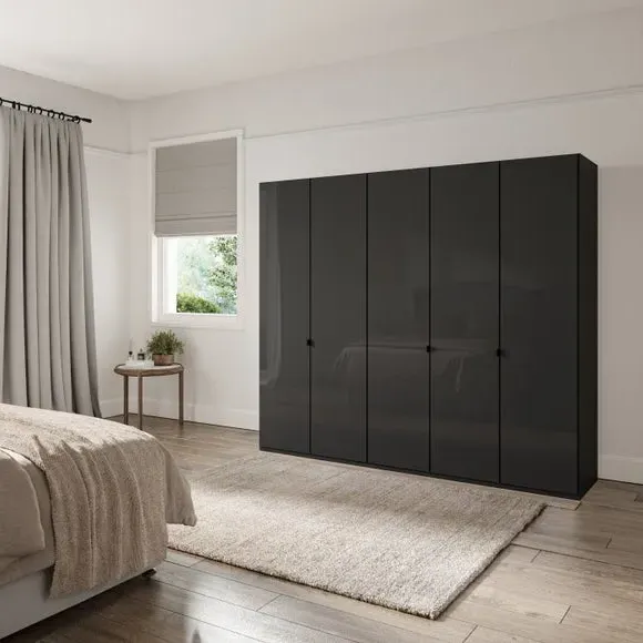 5-Door Wardrobe with Damped Hinges - Graphite