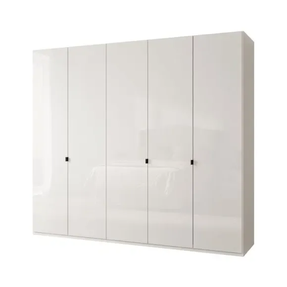 5-Door Wardrobe with Damped Hinges - Off-White