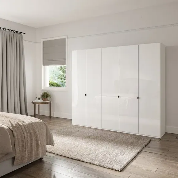 5-Door Wardrobe with Damped Hinges - Off-White