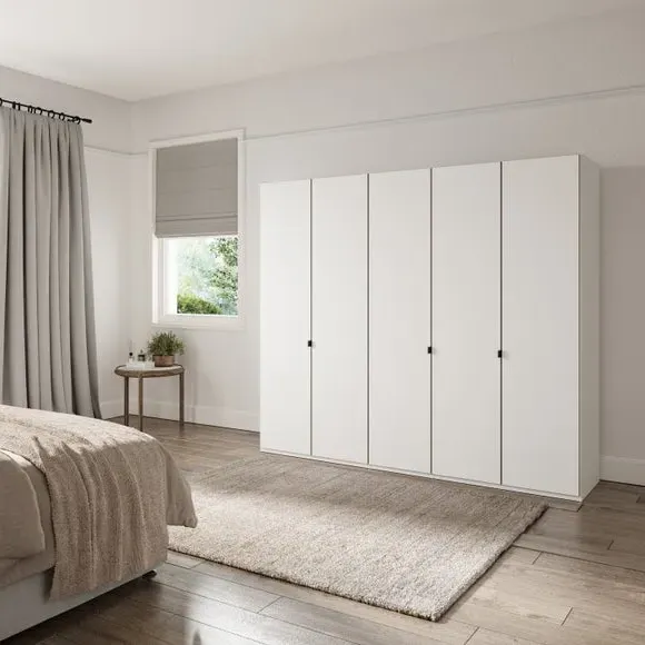 5-Door Wardrobe with Damped Hinges - Off-White