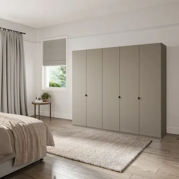 5-Door Wardrobe with Damped Hinges - Pebble