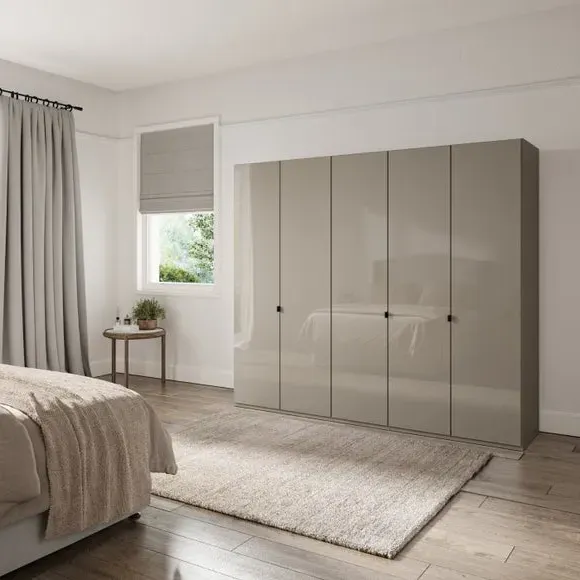 5-Door Wardrobe with Damped Hinges - Pebble