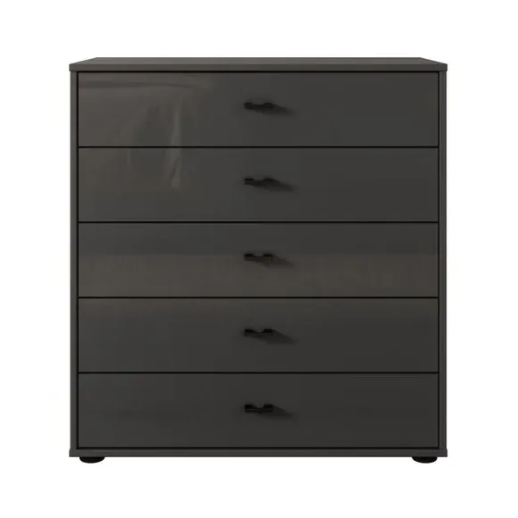 Large 5 Drawer Chest Glass Front - Graphite