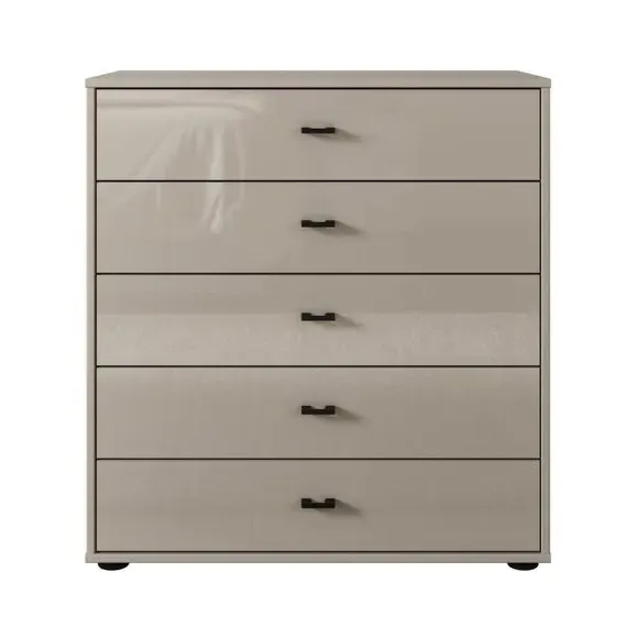 Large 5 Drawer Chest Glass Front - Pebble