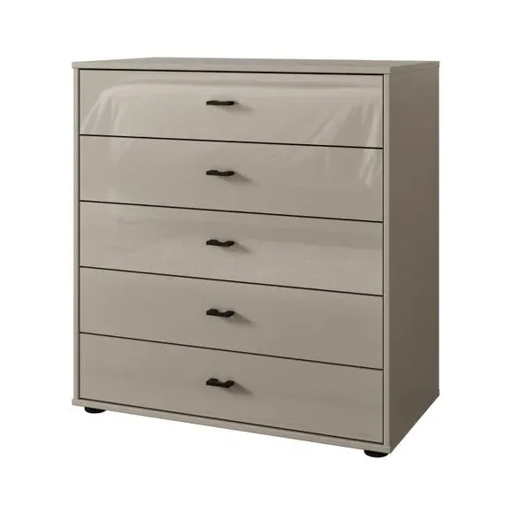 Large 5 Drawer Chest Glass Front - Pebble