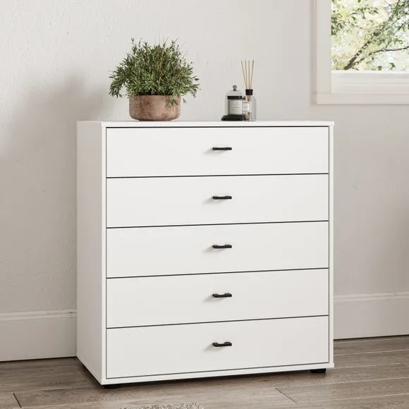 Large 5-Drawer Chest - Off-White, Matt Finish