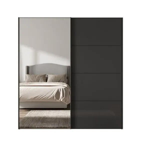 Sliding Mirrored Wardrobe - Graphite