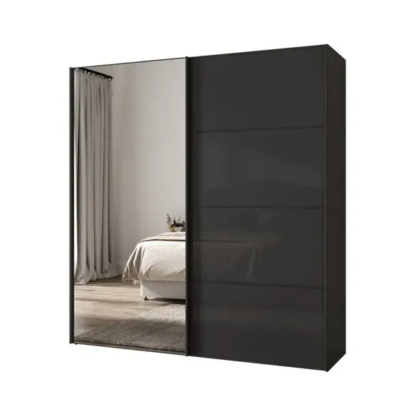 Sliding Mirrored Wardrobe - Graphite