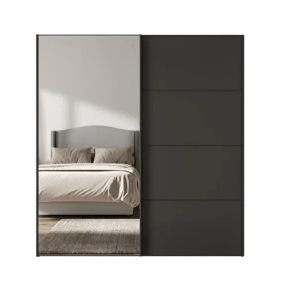 Sliding Mirrored Wardrobe - Graphite