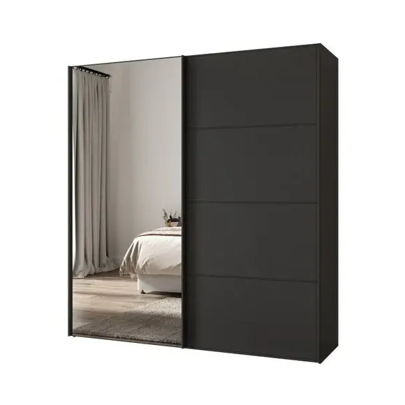 Sliding Mirrored Wardrobe - Graphite